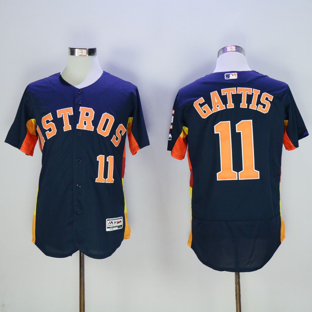 Men Houston Astros 11 Gattis Blue MLB Jerseys